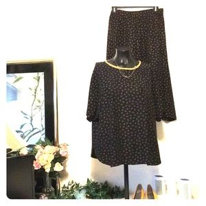 Sharon Anthony Black & Gold Swirly Skirt Set